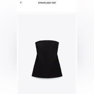 ZARA - XS Black Strapless Shirt, New with tags